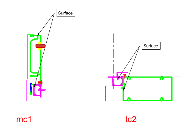 Mullion과 Transom Section에 입력된 Surface 정보